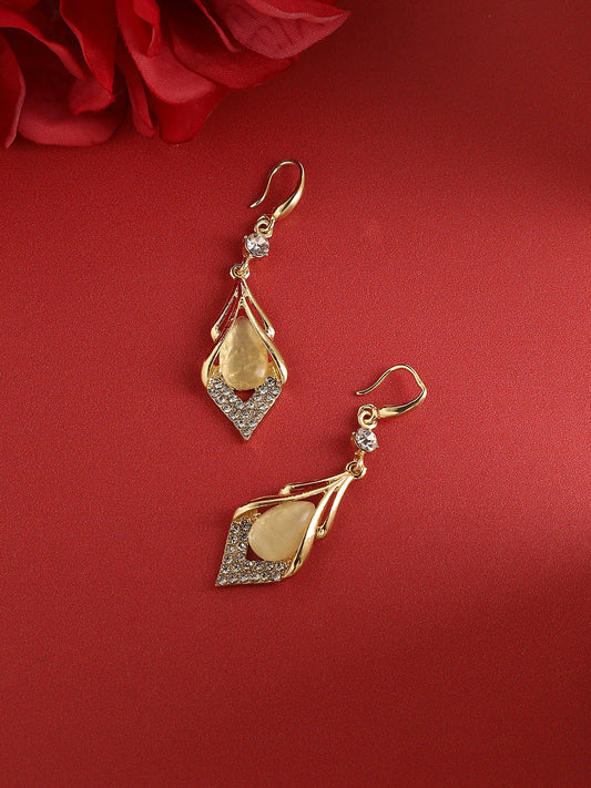 Gold-Plated Contemporary Drop Earrings
