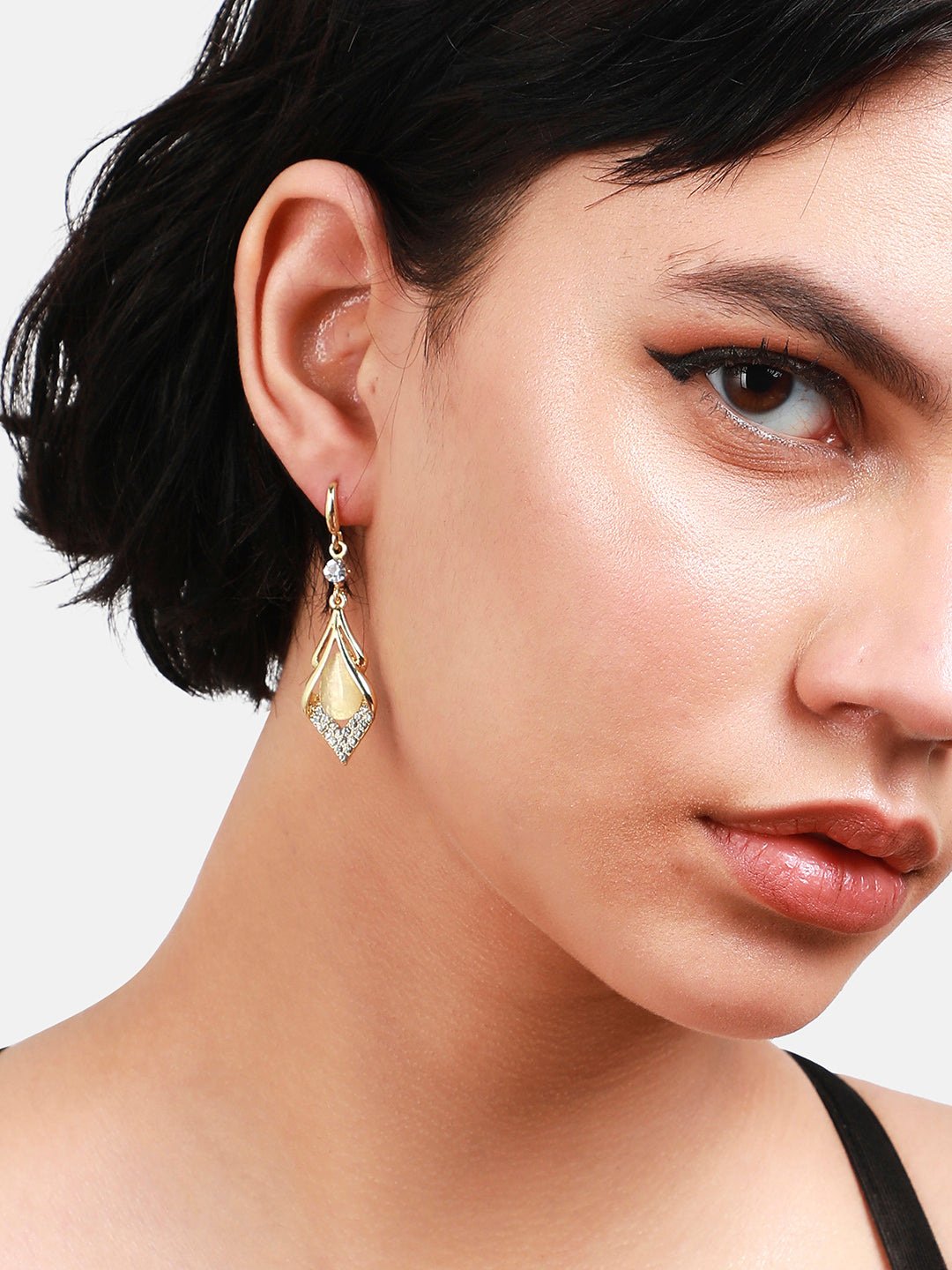 Gold-Plated Contemporary Drop Earrings
