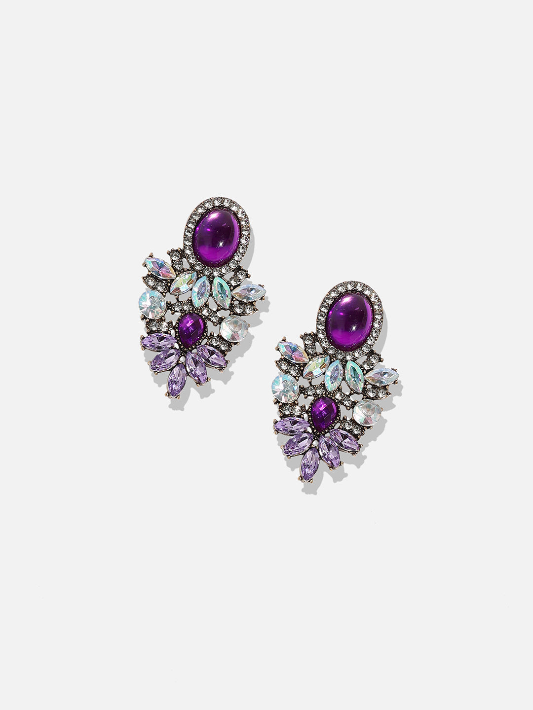Gold-Plated Contemporary Rhinestone Drop Earrings