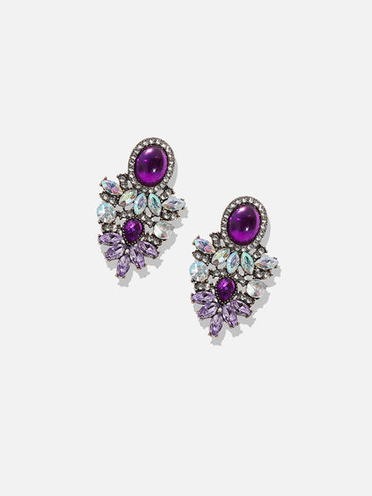 Gold-Plated Contemporary Rhinestone Drop Earrings