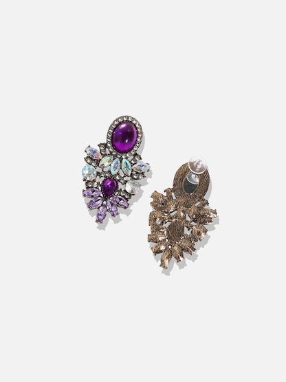 Gold-Plated Contemporary Rhinestone Drop Earrings
