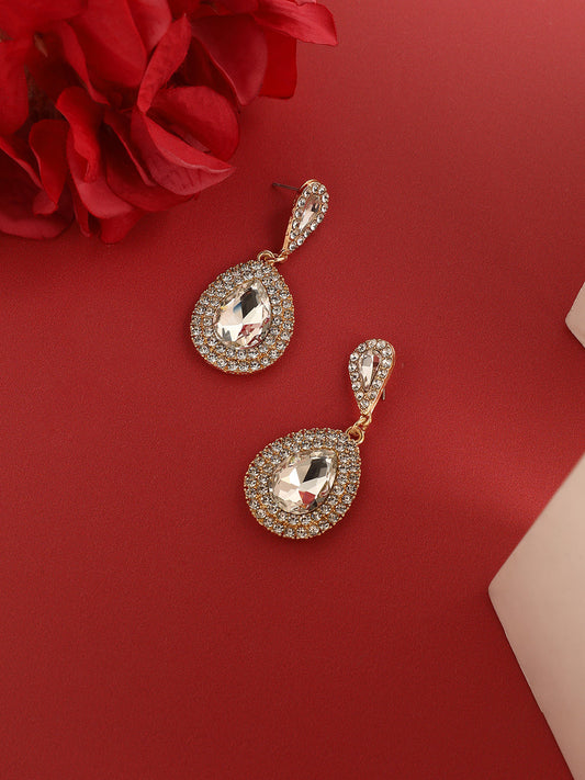 Gold-Plated Contemporary Drop Earrings