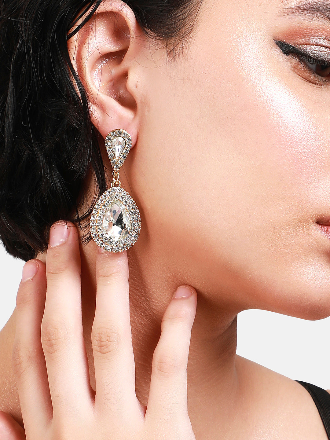 Gold-Plated Contemporary Drop Earrings