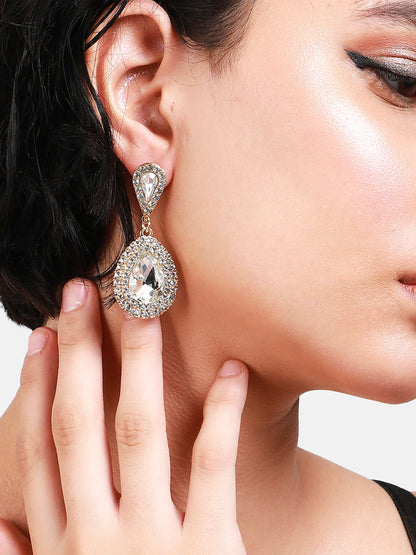 Gold-Plated Contemporary Drop Earrings