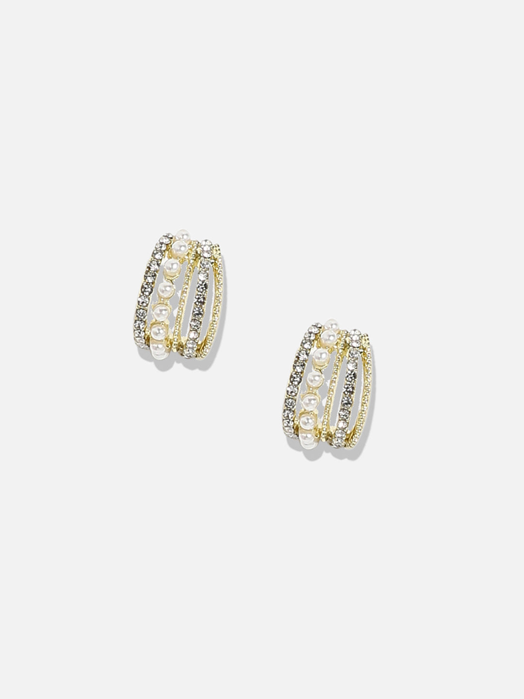 Gold-Plated Contemporary Diamond Studs Earrings