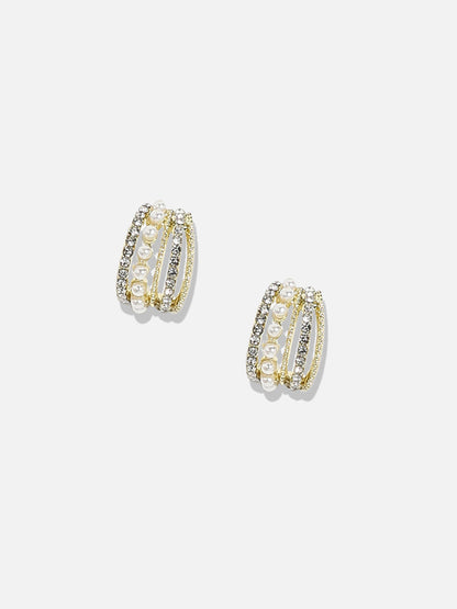 Gold-Plated Contemporary Diamond Studs Earrings