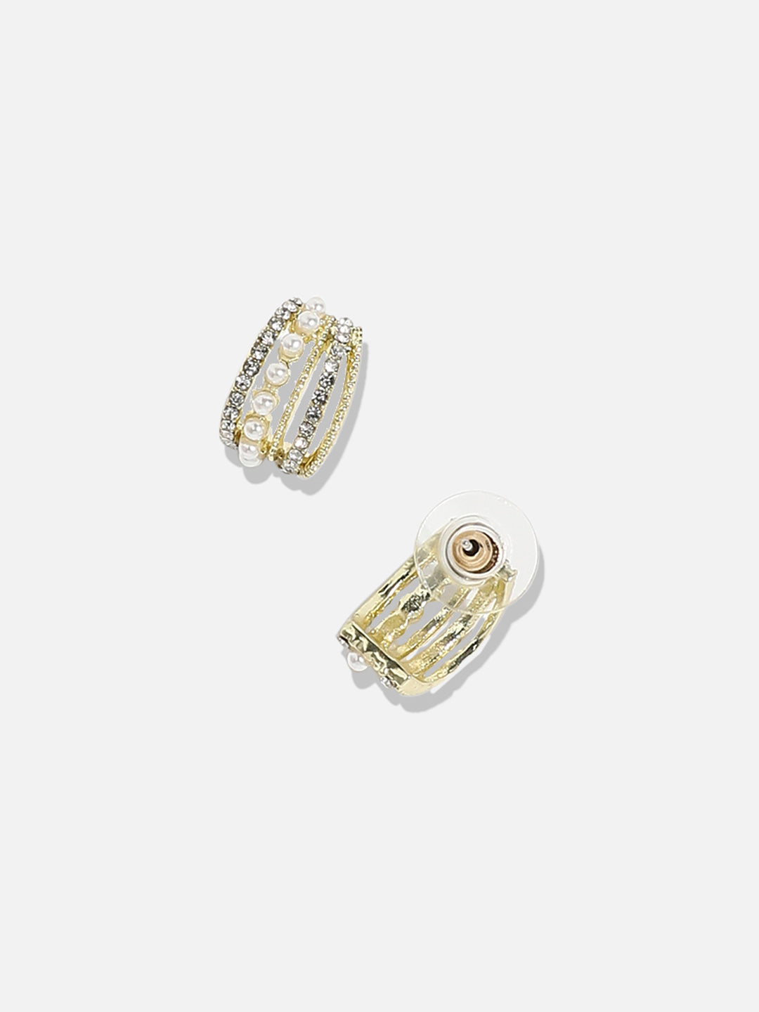 Gold-Plated Contemporary Diamond Studs Earrings