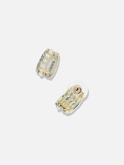 Gold-Plated Contemporary Diamond Studs Earrings