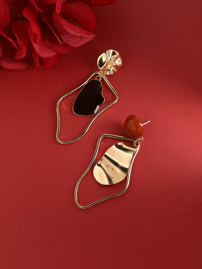 Gold-Plated Contemporary Drop Earrings