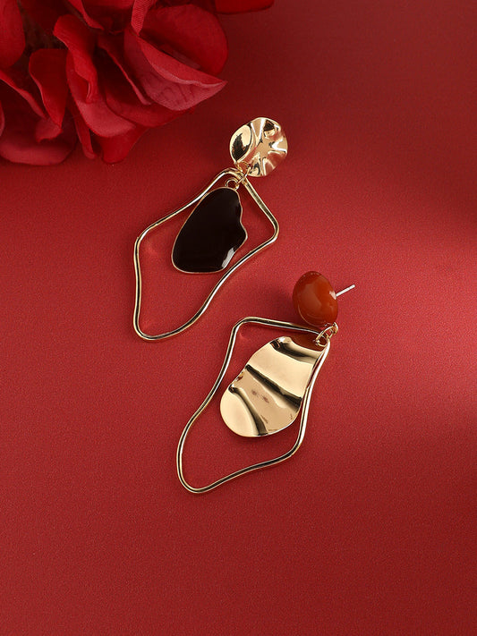 Gold-Plated Contemporary Drop Earrings