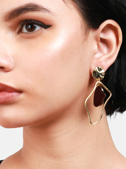 Gold-Plated Contemporary Drop Earrings