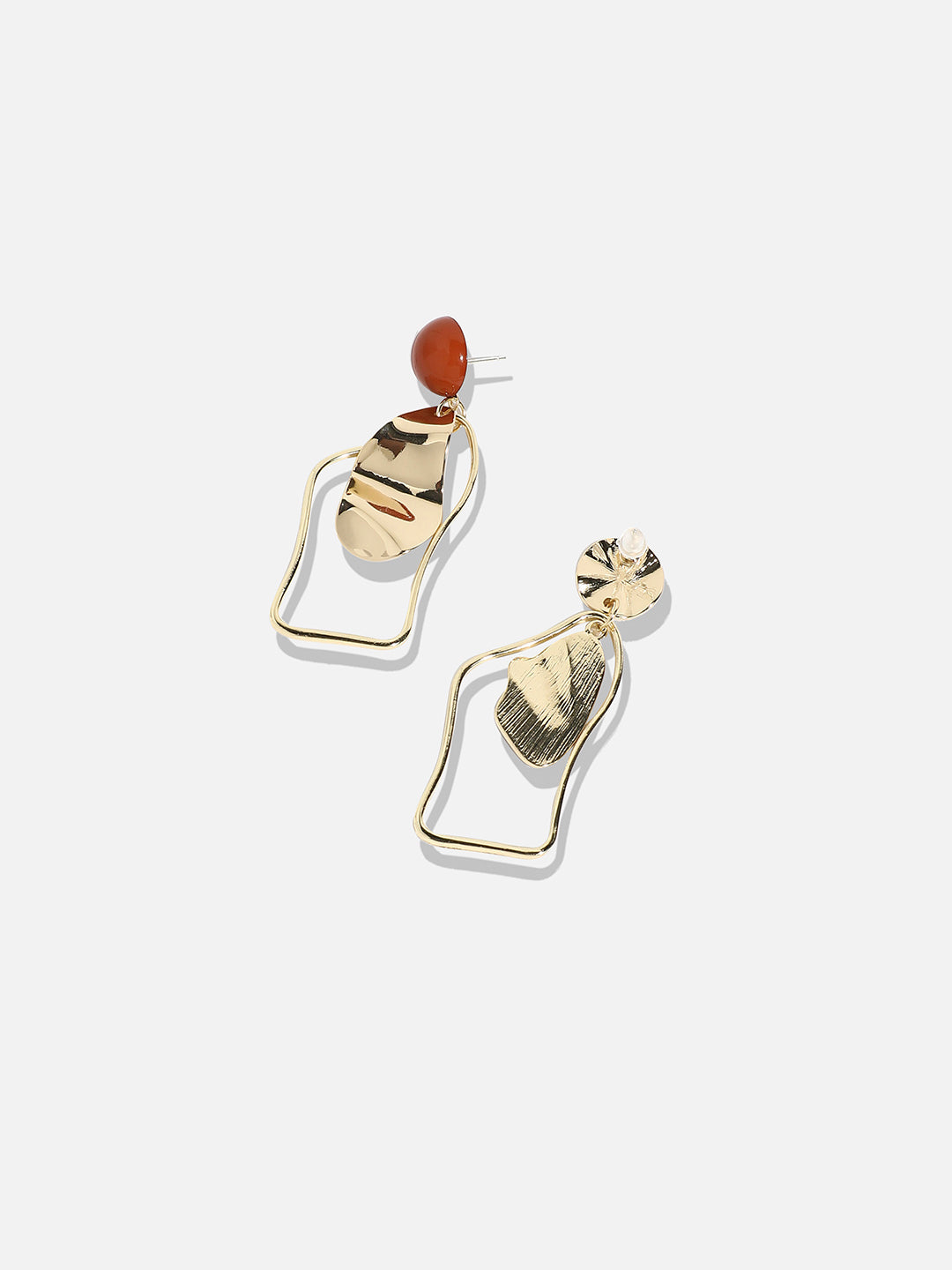 Gold-Plated Contemporary Drop Earrings