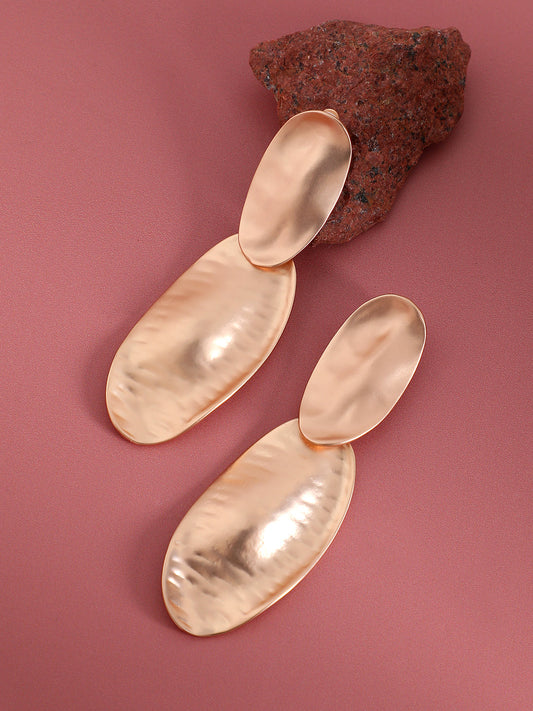 Gold-Plated Contemporary Oblong Drop Earrings