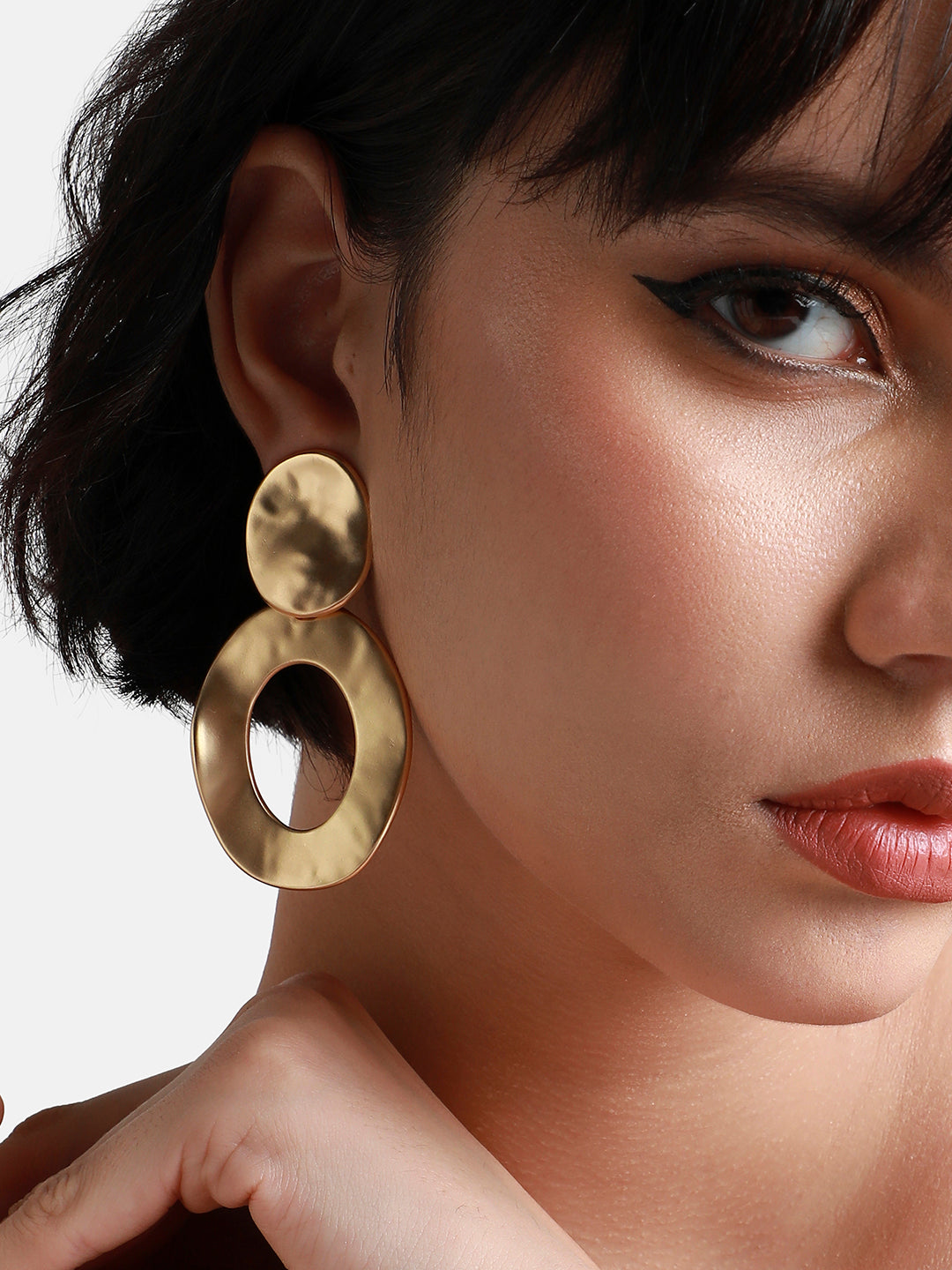 Gold Plated Circular Drop Earrings