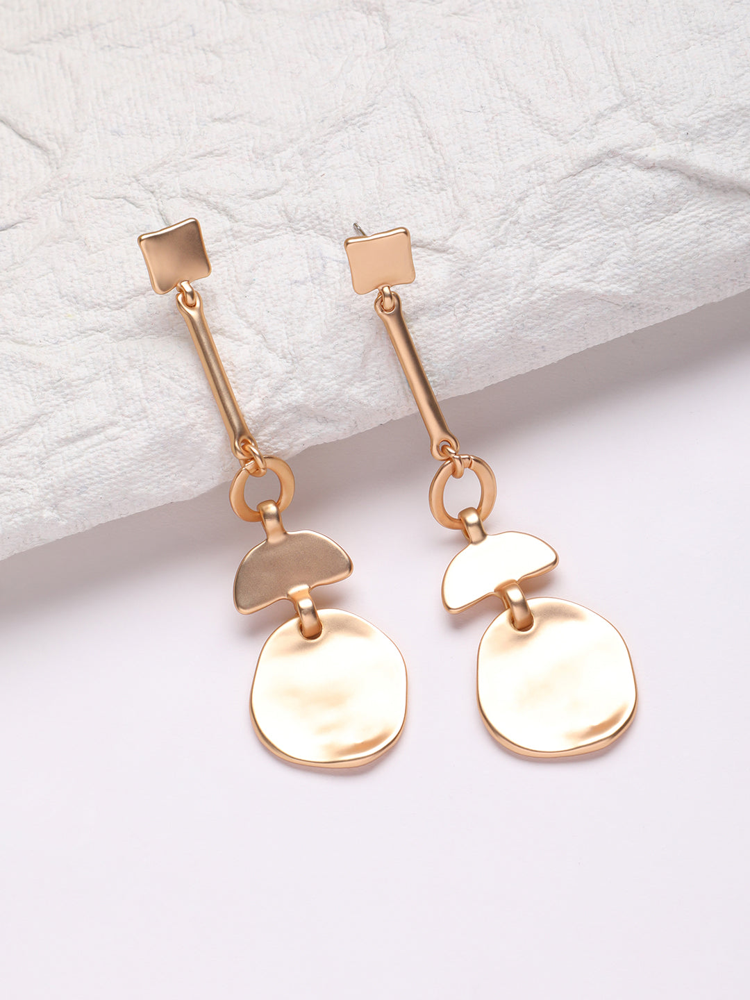 Gold-Plated Contemporary Drop Earrings