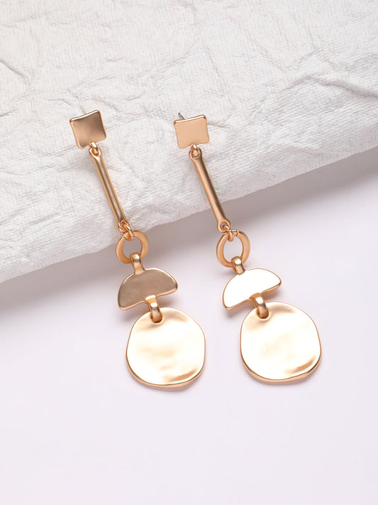 Gold-Plated Contemporary Drop Earrings