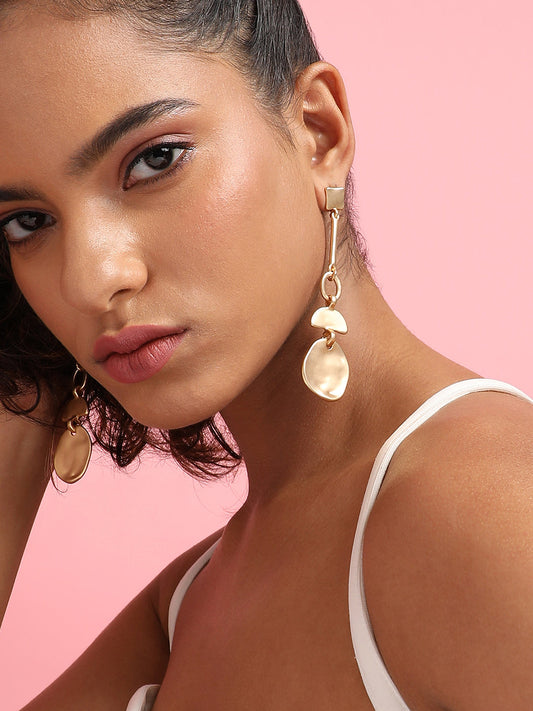 Gold-Plated Contemporary Drop Earrings