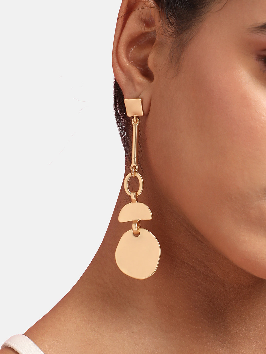 Gold-Plated Contemporary Drop Earrings