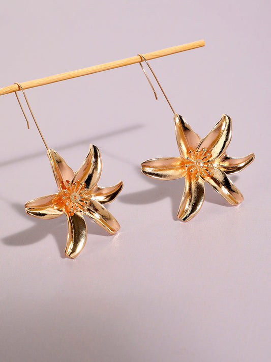 Gold-Plated Floral Drop Earrings