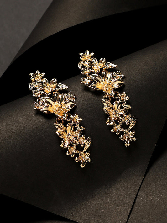 Gold-Plated Floral Drop Earrings