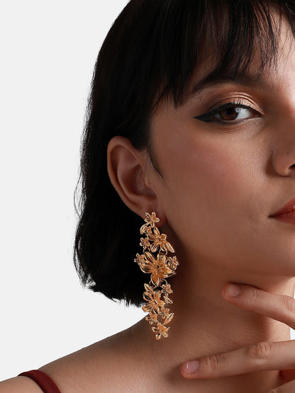 Gold-Plated Floral Drop Earrings