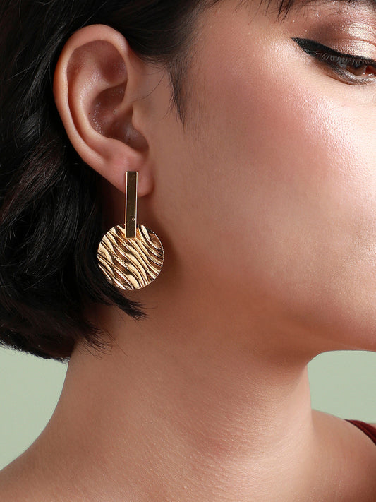 Gold-Plated Contemporary Drop Earrings