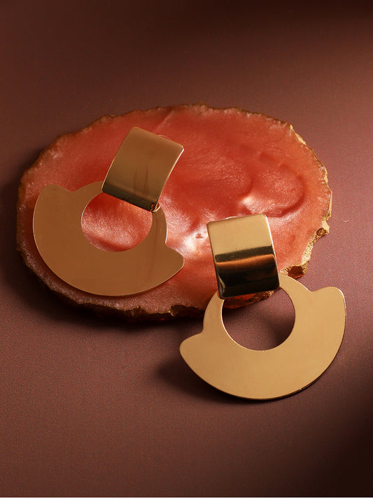 Gold-Plated Contemporary Drop Earrings