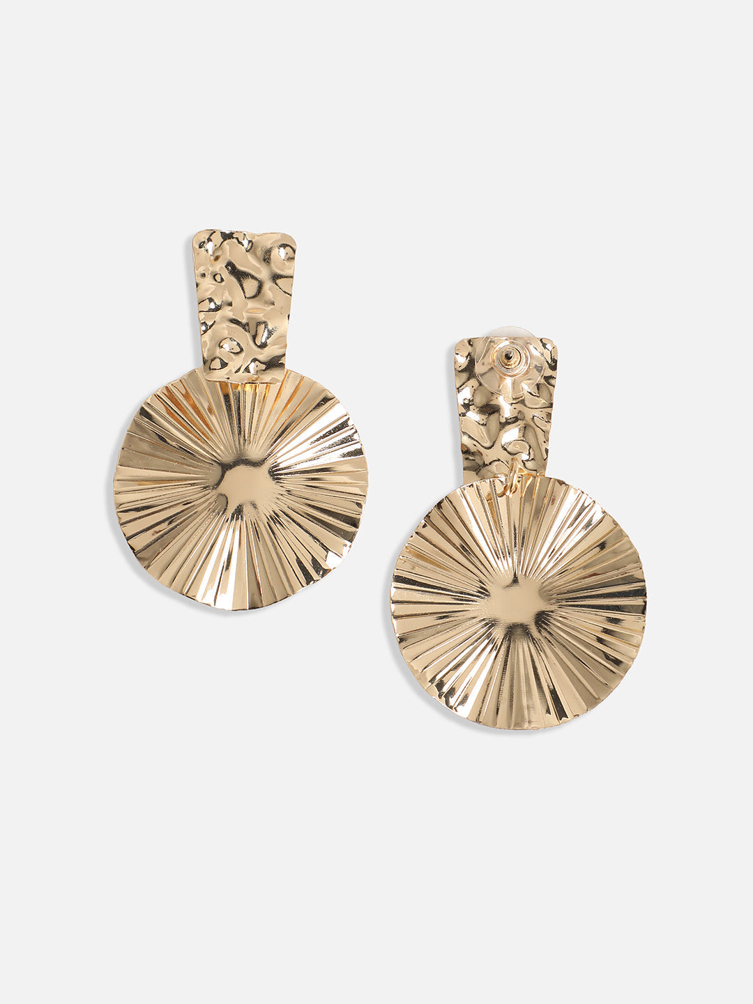 Gold-Plated Contemporary Textured Drop Earrings