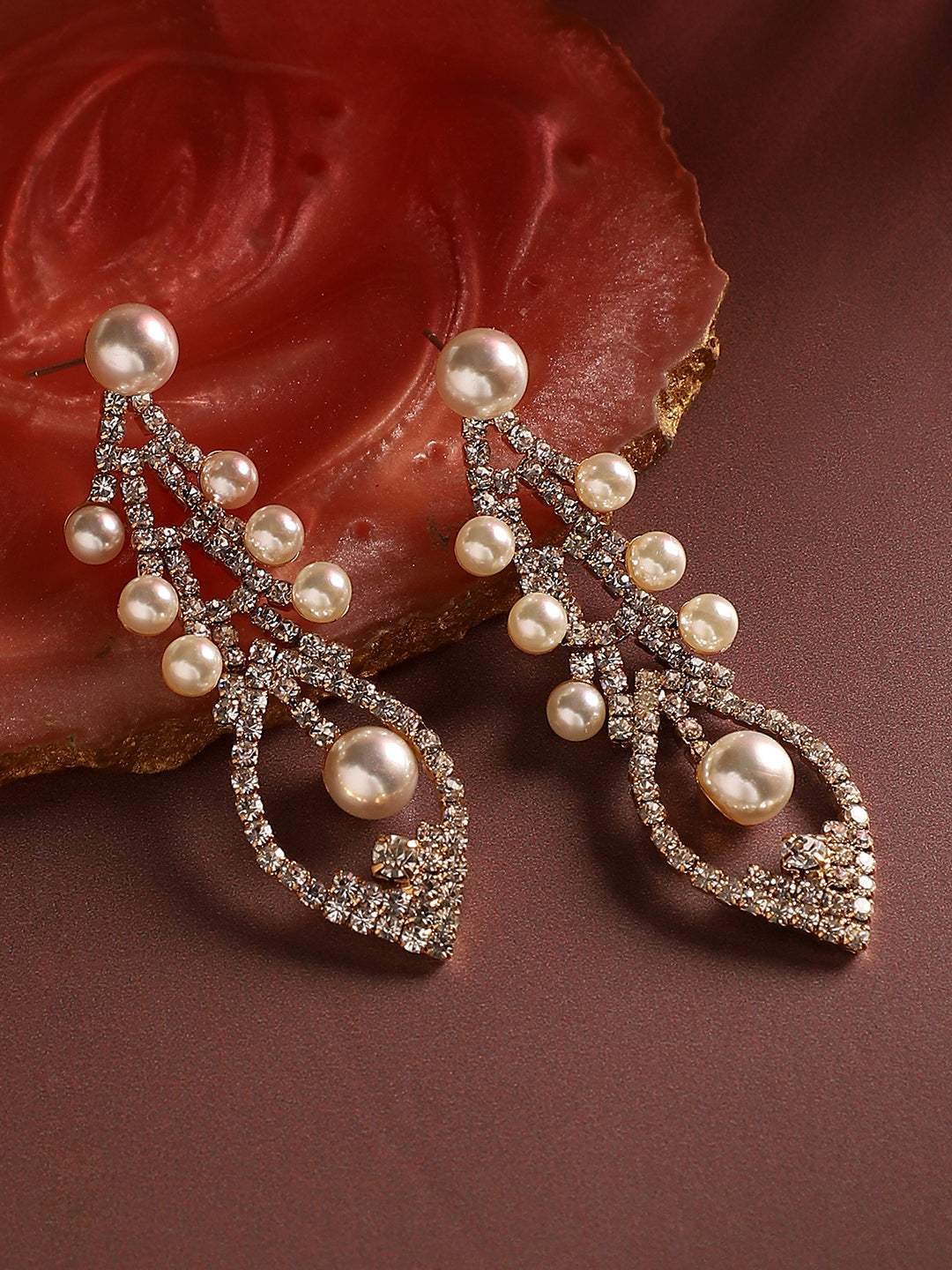 Gold-Plated Contemporary Drop Earrings