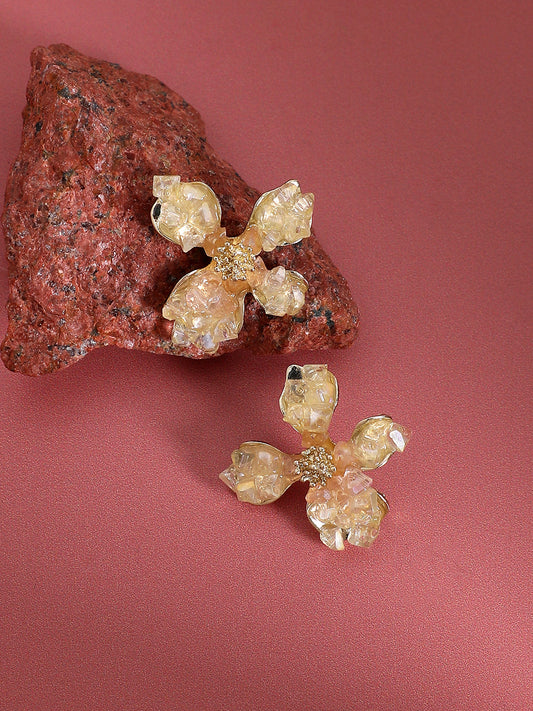 Gold-Plated Contemporary Stud Earrings