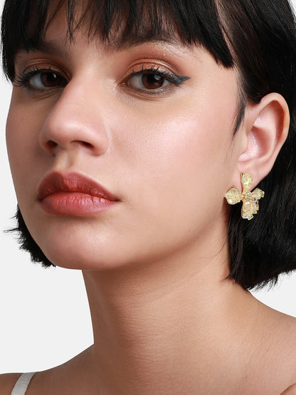 Gold-Plated Contemporary Stud Earrings