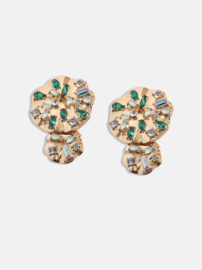 Gold-Plated Stone-Studded Contemporary Drop Earrings
