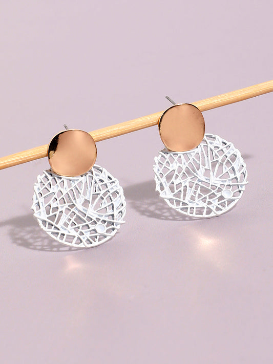 Gold-Plated Circular Drop Earrings