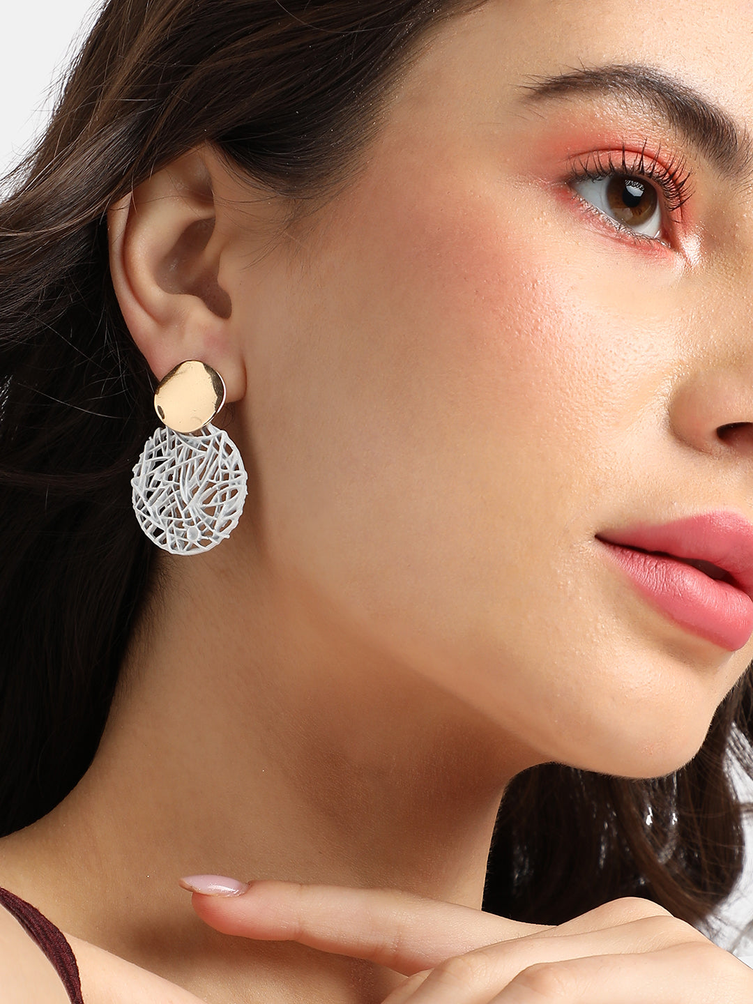 Gold-Plated Circular Drop Earrings
