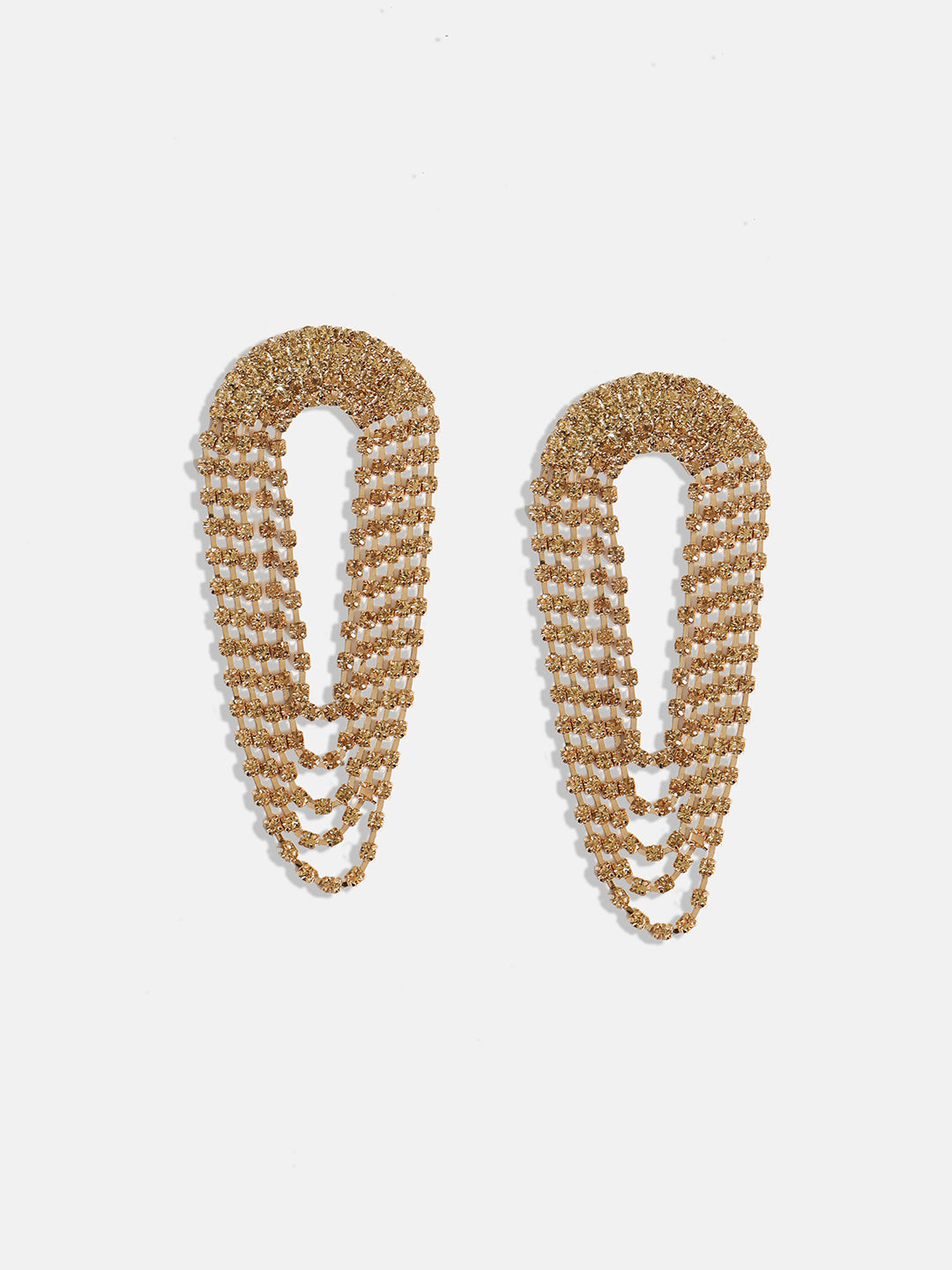 Gold-Plated Stone-Studded Contemporary Drop Earrings