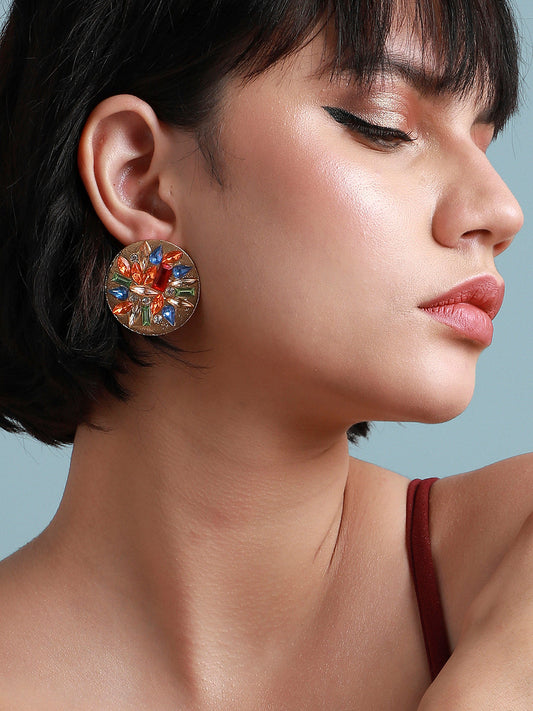 Gold-Plated Contemporary Studs Earrings