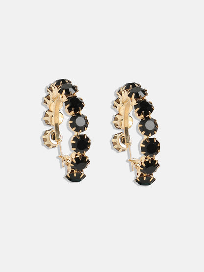 Gold-Plated Stone-Studded Circular Hoop Earrings