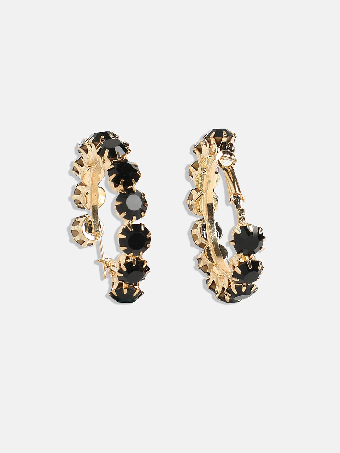 Gold-Plated Stone-Studded Circular Hoop Earrings