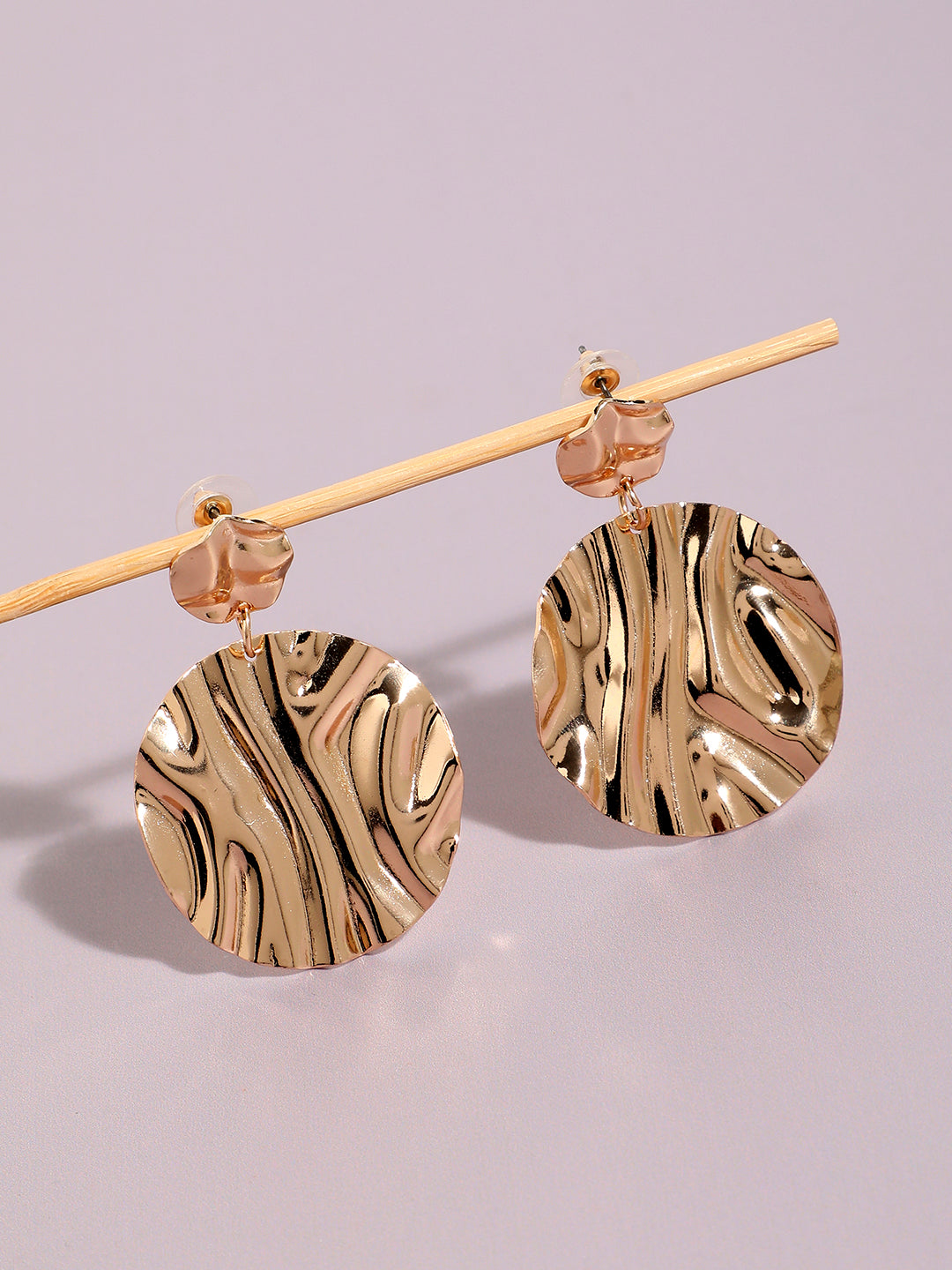 Gold-Plated Circular Drop Earrings