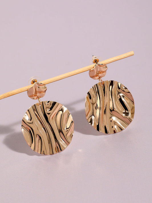 Gold-Plated Circular Drop Earrings