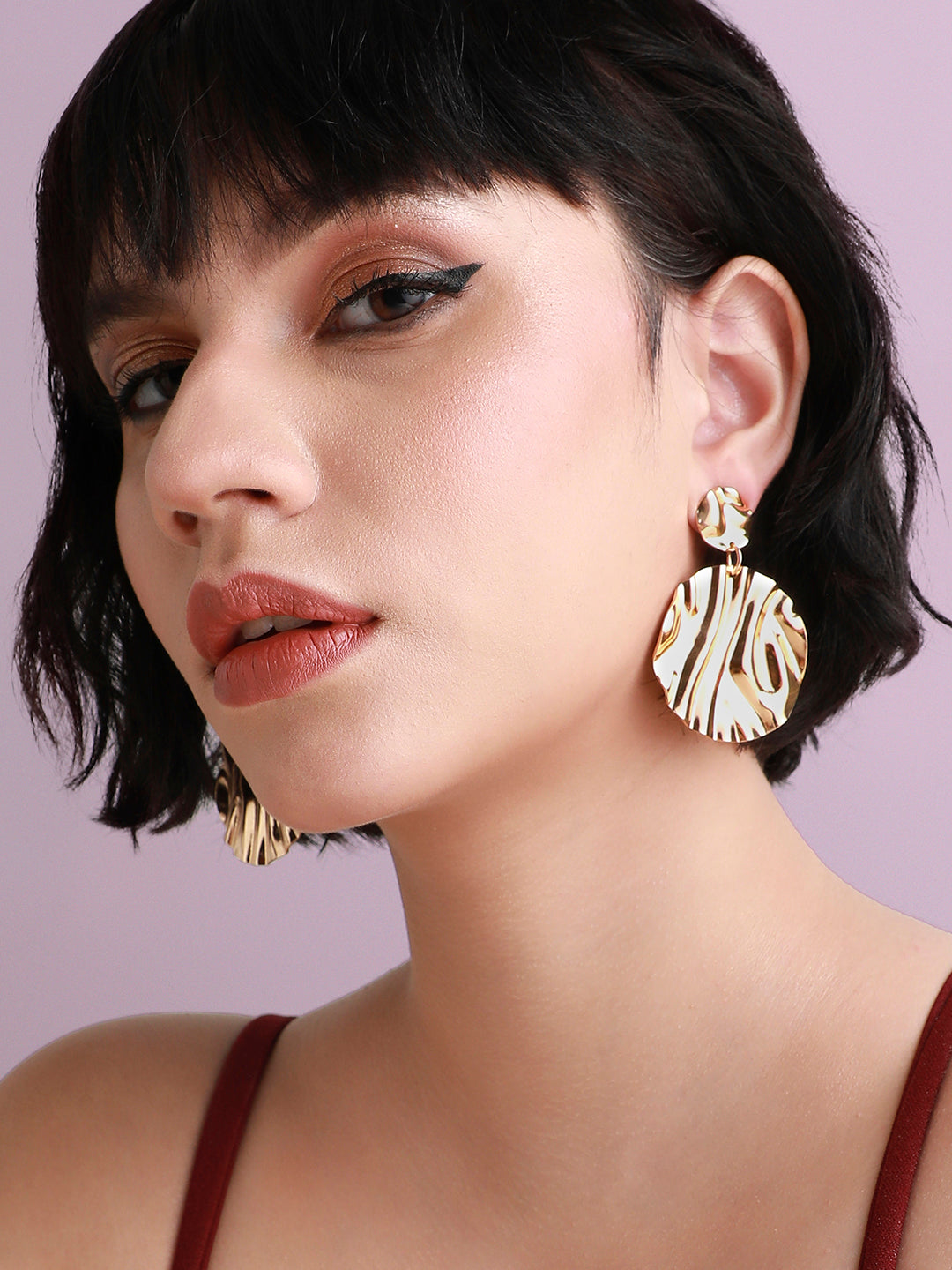 Gold-Plated Circular Drop Earrings