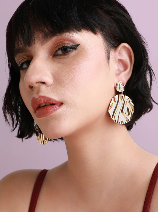 Gold-Plated Circular Drop Earrings