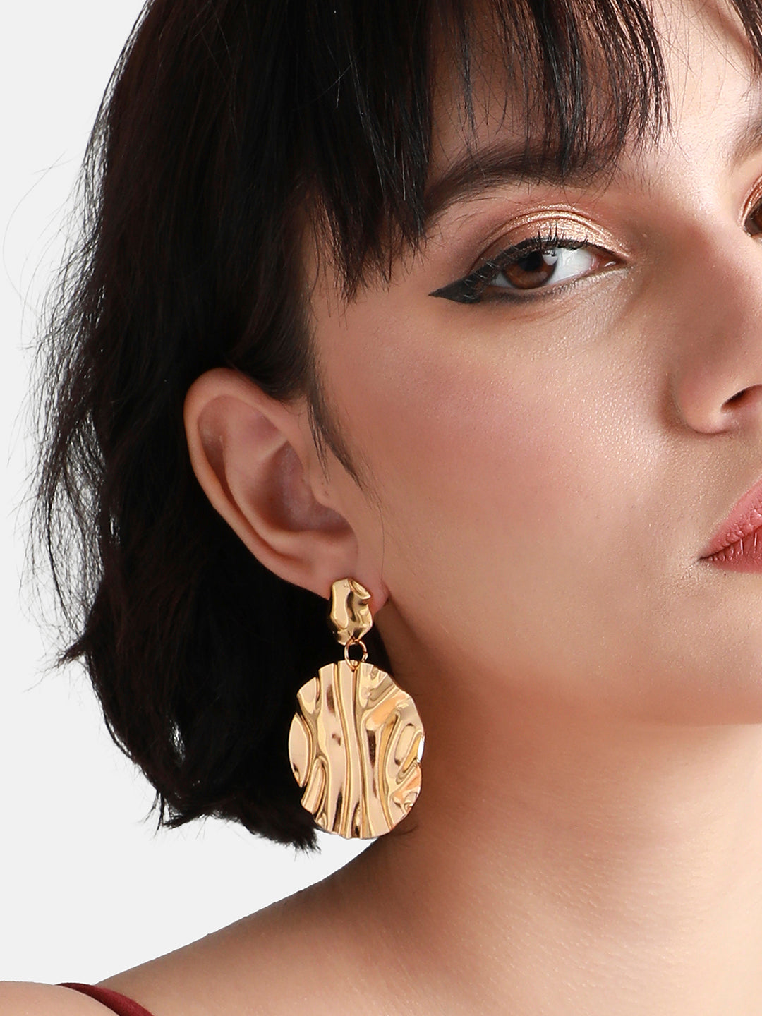 Gold-Plated Circular Drop Earrings