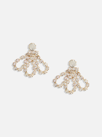 Gold Plated Stone Studded Drop Earrings