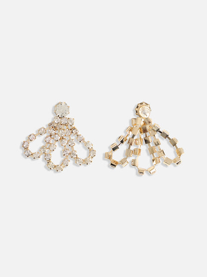 Gold Plated Stone Studded Drop Earrings