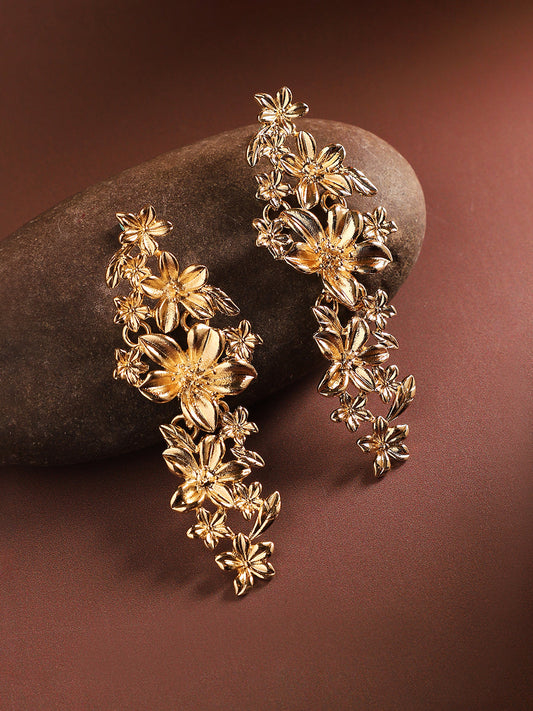 Gold-Plated Floral Drop Earrings