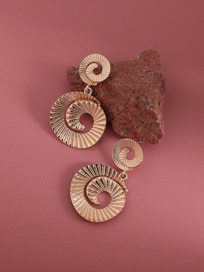 Gold-Plated Contemporary Swirl Drop Earrings