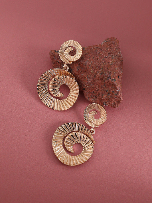 Gold-Plated Contemporary Swirl Drop Earrings