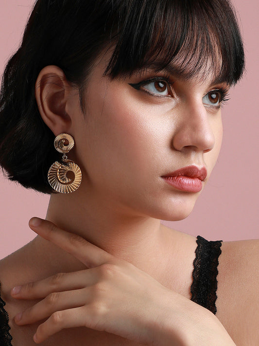 Gold-Plated Contemporary Swirl Drop Earrings