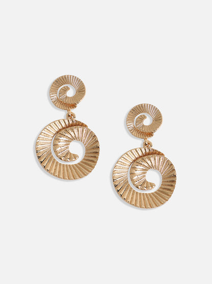 Gold-Plated Contemporary Swirl Drop Earrings